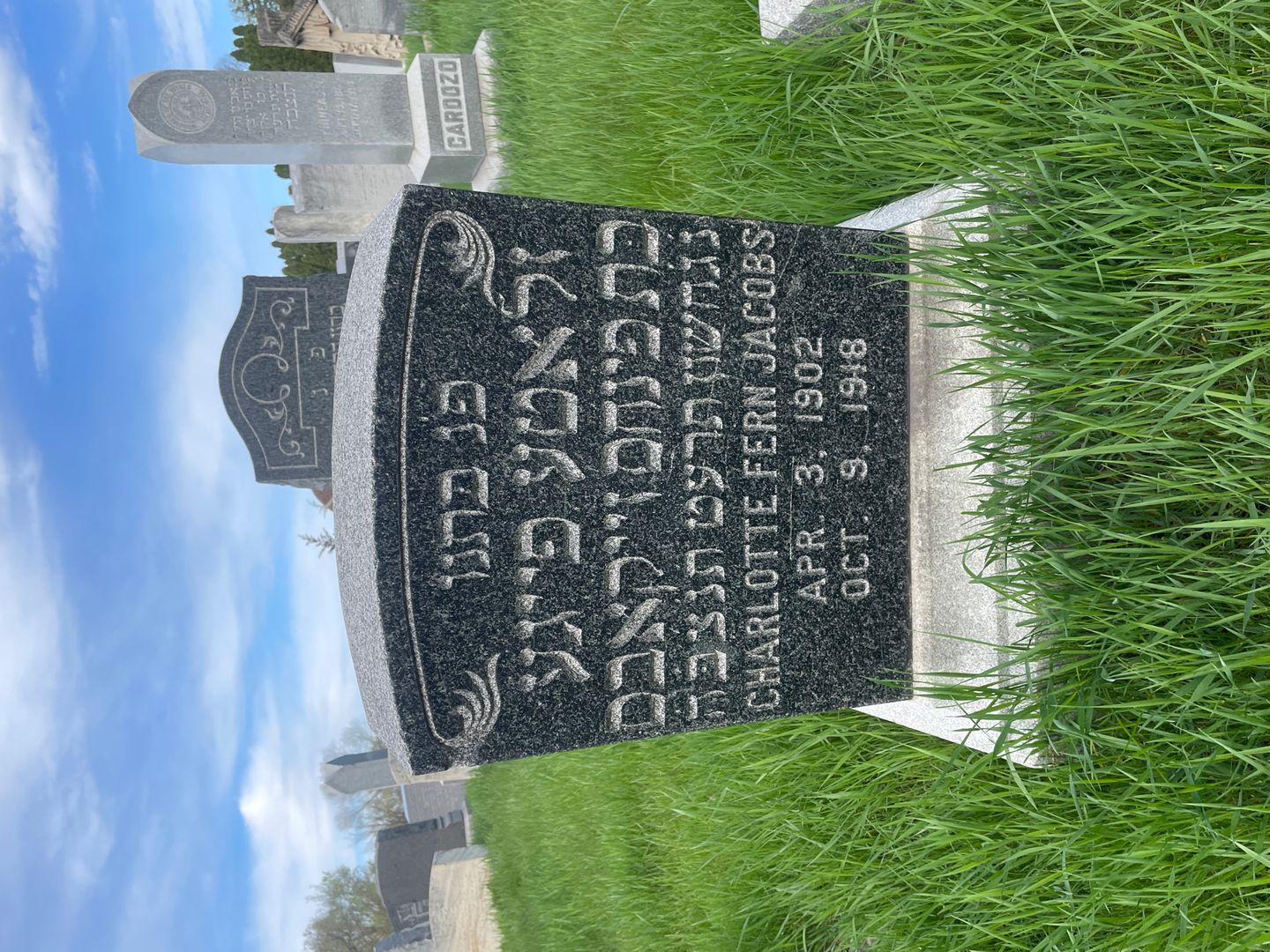 Charlotte Fern Jacobs's grave. Photo 1