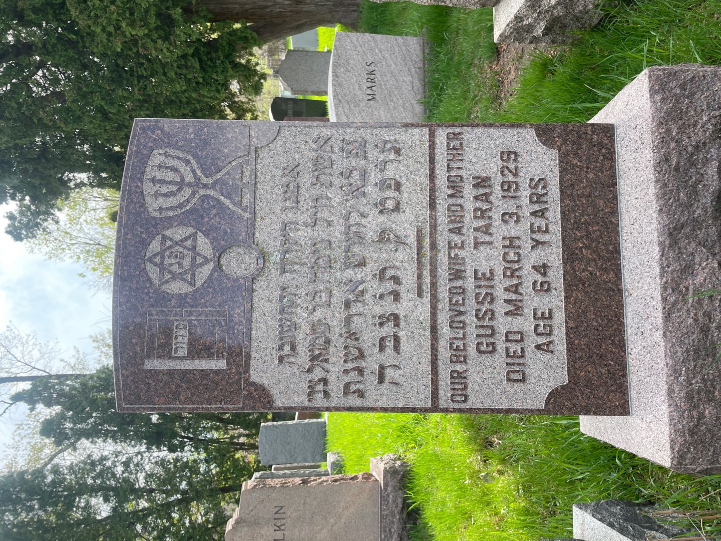 Gussie Taran's grave. Photo 1